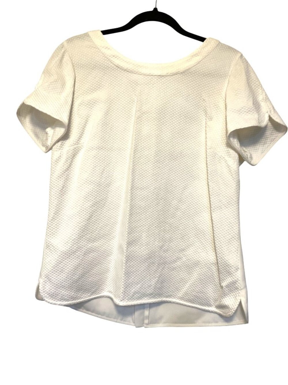 Banana Republic White Textured Short Sleeve Top Size 14 With Back Zip Closure